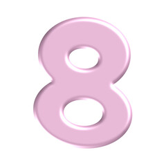 metallic pink 3d number eight