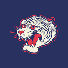 Tiger anger. Vector illustration of a tiger head.	