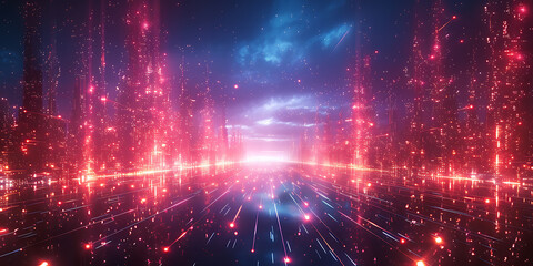 Obraz premium Futuristic Neon Geometric Pattern for Data Visualization