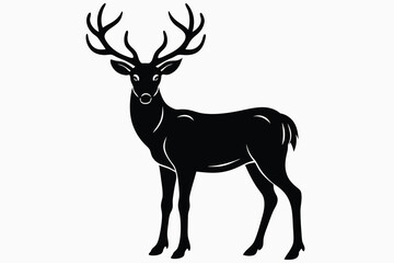 graceful deer stag with large antlers standing.eps