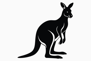 kangaroo full black silhouette white background.eps