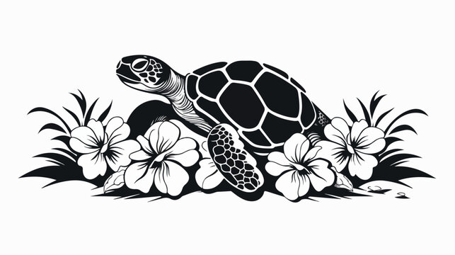 Sea Turtles and Flowers
