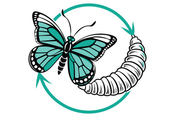 symbol of transformation a caterpillar into a butterfly.eps