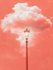a street lamp with a cloud in the sky