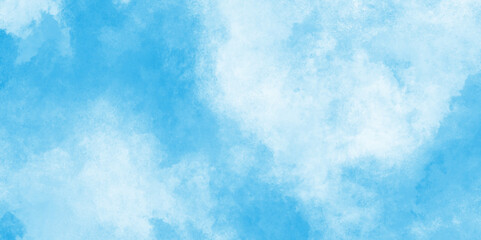 Obraz premium Abstract watercolor digital art painting of cloudy sky, gradient light sky blue shades watercolor background with stains, Modern and paper texture design with sky blue cloud paint brush for design.