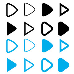 Set of play button icons. Vector Illustration on white background
