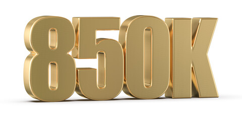 850k Followers Gold Number 3D Render