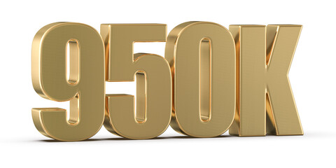 950k Followers Gold Number 3D Render