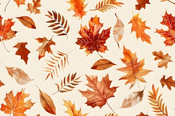 Watercolor Autumn Leaves Pattern