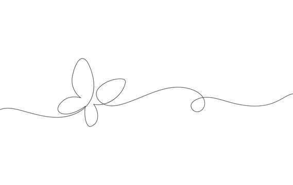 recommend clip art: background with butterfly in line art style, black continuous line isolated on white, modern minimalistic design, template for banner,poster,cards,invitation,decoration
