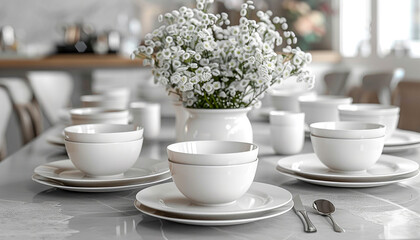 beautiful crockery on a table generated by AI 