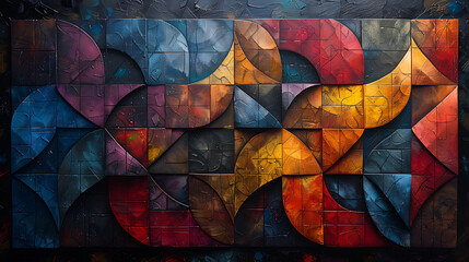 Fototapeta premium Vibrant Geometric Abstract Art - Interlocking Shapes