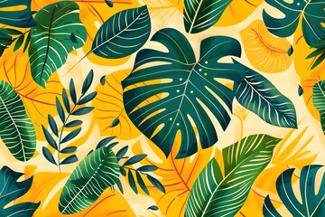 Tropical Leaves in Vibrant Hues