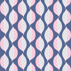 Seamless leaf pattern on pastel background. Cute flower design for card, wallpaper, fabric, textile, fashion, flyer, banner, cover, and more.