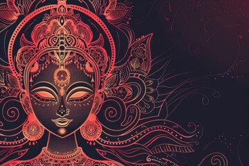 Vibrant and colorful illustration of a woman's face with intricate patterns.
