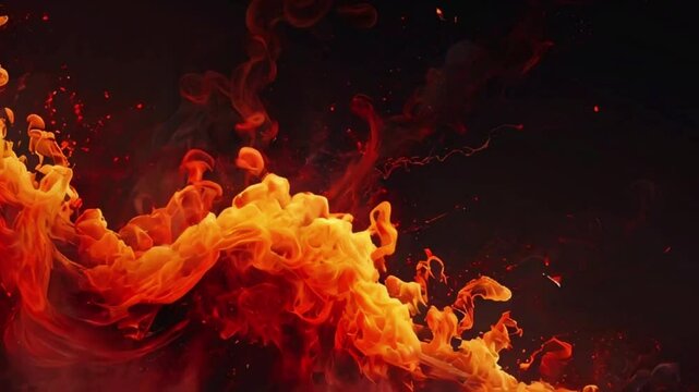 Intense swirls of red and orange smoke, with glittering embers floating through the air, evoking a sense of heat and passion, 4K Ultra HD Wallpaper animation video