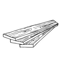 Line wooden board hand drawn sketch. Doodle wooden boards