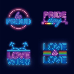 Pride day neon sign collection style