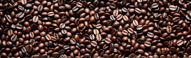 Fototapeta premium A banner with lots of coffee beans and a place for text.