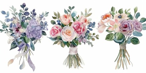 Flower bouquets with pink and green flowers. The flowers are arranged in a way that creates a sense of harmony and balance. The colors of the flowers complement each other