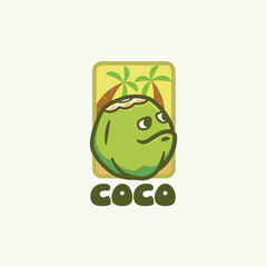 Coconut logo vector icon cartoon mascot character illustration