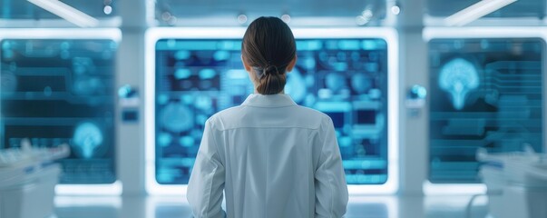 Futuristic health facility with cyber-integrated patient care, futuristic, connected health center