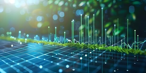 Modern design showcases graph of increasing renewable energy adoption in impactful way. Concept Renewable Energy Growth, Innovative Design, Impactful Representation, Modern Graph