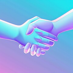 Obraz premium two people shaking hands on a colorful background