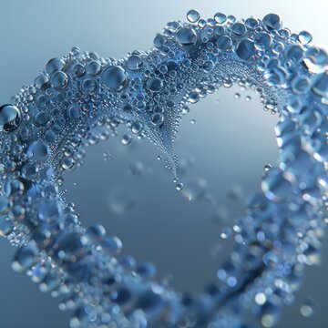 a heart shaped water droplet is shown on a blue background