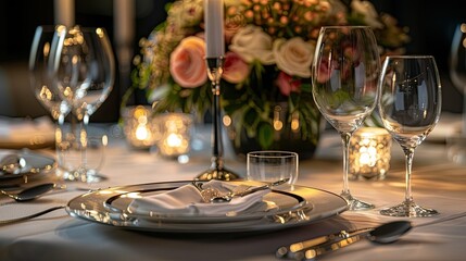 Extravagant Banquet Tableau of Visually Stunning Epicurean Delight and Impeccably Styled Tableware