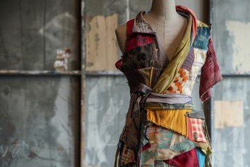 Eco Chic: Innovative Fashion Piece Crafted from Upcycled Textiles Emphasizing Creative Design