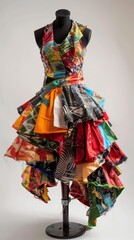 Eco-Friendly Fashion Statement: Vibrant Garment from Upcycled Materials Showcasing Creative Innovation