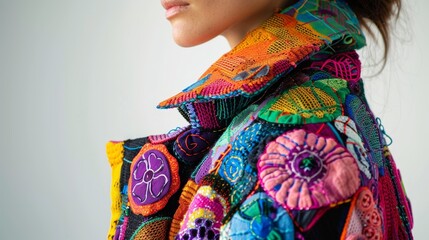 Eco-Friendly Fashion Statement: Vibrant Sustainable Garment Crafted from Repurposed Materials