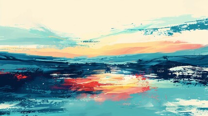 Bold overlapping brushstrokes creating an abstract landscape capturing a sense of spontaneity and artistic expression with a diverse range of colors