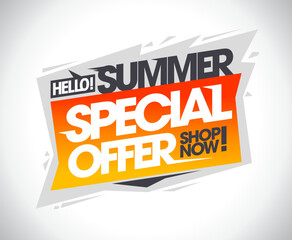 Hello Summer, special offer, shop now, lettering web banner