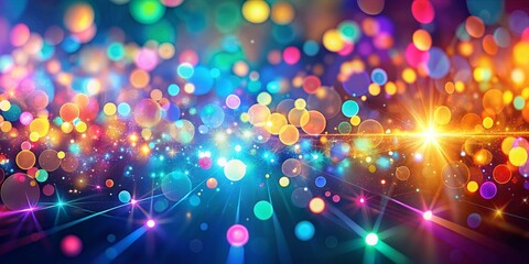 Abstract Colorful Bokeh Lights with Glowing Stars, abstract , bokeh, glow, light