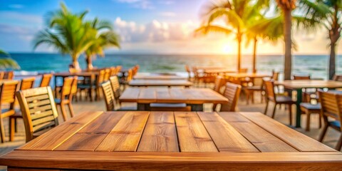 Beachfront Cafe Table, sunset, tropical, ocean ,restaurant,  vacation,  sea