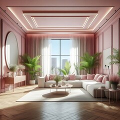 
Attractive livingroom interior design with the touch of green