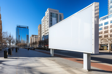 Obraz premium A blank large billboard mockup standing city street, providing an ideal canvas for advertising campaigns and promotional messages