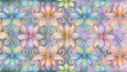 ornament, background for wallpaper - glowing neon floral pattern