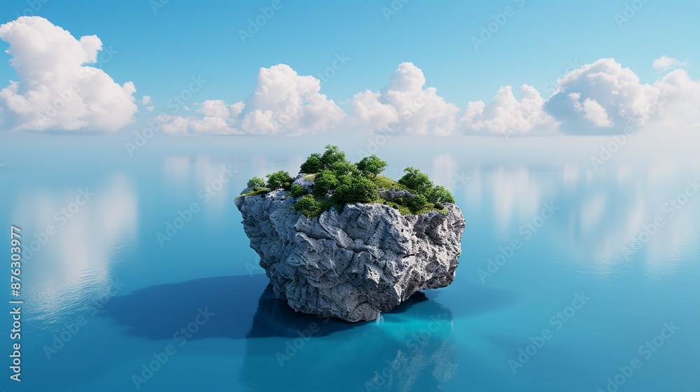 Sticker Design surreal landscapes with swirling clouds, ethereal floating islands, and shifting scenery that captivate the imagination. Clean and Clear Color, Realistic Photo, , Minimalism,