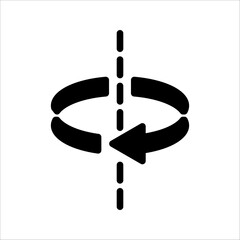 arrow spin around axis icon, twist direction, circle refresh or restart, thin line symbol on white background - editable stroke vector illustration