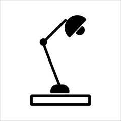 Desk lamp icon set. Line and glyph table lamp. Desk lamp collection.