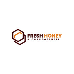Vector fresh honey line art logo design