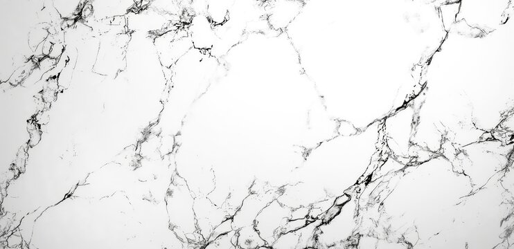 A close-up of white marble, veined with delicate black lines, showcases the natural elegance and timeless beauty of this stone.