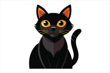 black cat cartoon,  black cat vector,  icon vector illustration,   cat silhouette of a   cat  isolated on a white background,  eps,  png,  svg,  vector 
