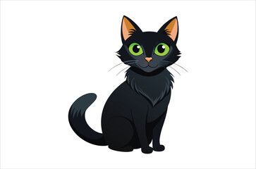 black cat cartoon,  black cat vector,  icon vector illustration,   cat silhouette of a   cat  isolated on a white background,  eps,  png,  svg,  vector 