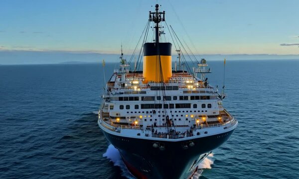 Aerial view of titanic ship 4k video
