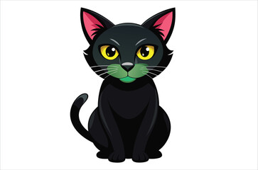 black cat cartoon,  black cat vector,  icon vector illustration,   cat silhouette of a   cat  isolated on a white background,  eps,  png,  svg,  vector 