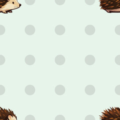 Seamless vector pattern with cute hedgehogs, woodland animal design